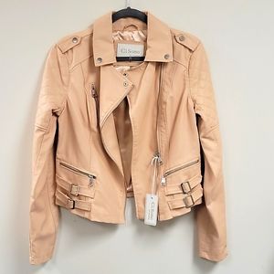Cavalini Ci Sono Vegan Leather pale pink Moto Jacket size Small